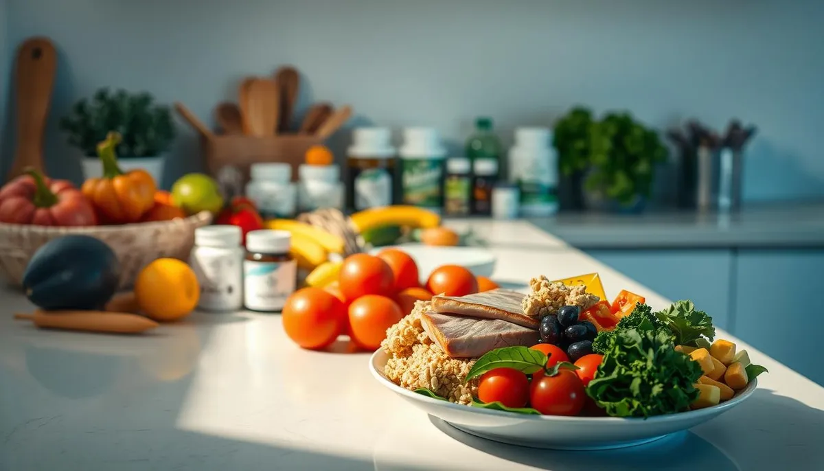 balanced diet with supplements